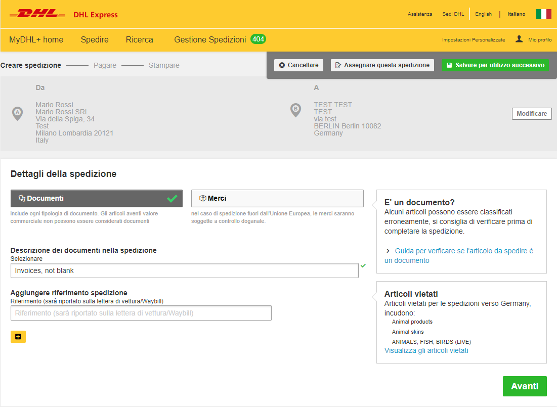 SCARICARE BOLLE DOGANALI DHL